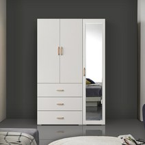 케이컴퍼니 이음1200장롱세트CM(3서랍옷장+400거울옷장 이불장) 전신거울장롱/장농세트, 화이트(3서랍옷장+400거울옷장)