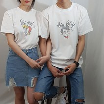플로우핏 OH BOY GIRL 남녀공용 프린팅 귀여운 커플티셔츠