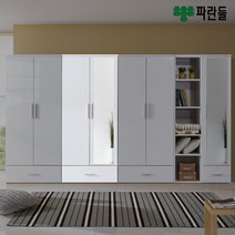 파란들 페리 2단봉 1단 서랍 거울옷장 ch, 화이트