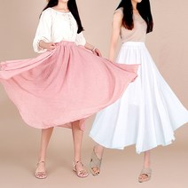 여름 쉬폰 린넨치마 롱플레어 스커트