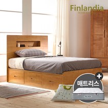핀란디아 아미가 SS침대(서랍형)+독립형 매트리스, 오크