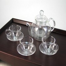 유리티포트 (600ml) 손잡이찻잔 3인다기세트 / 유리다기 유리찻잔 컵