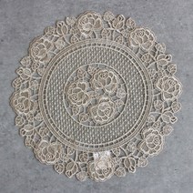 라움아트 레이스 원형러너 식탁매트, 베이지, 지름 30cm