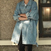 직수입 레트로 데님코트 느슨한 롱 청자켓 sg0908