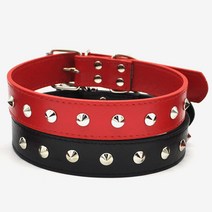 강아지목줄 소형견 중형견 대형견 진돗개 애견 개 시바견 가죽 찡 목줄, 레드