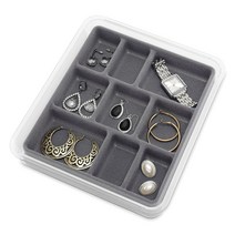 위드모르 스태킹 주얼리 트레이 보석함 9 섹션, Clear & Grey