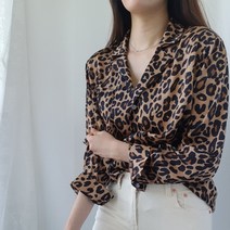 호피카라 블라우스 BL 레오파드 셔츠