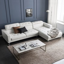 자네트 로미노 4인용 카우치 가죽쇼파_B형, 화이트