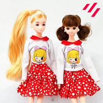 인형옷 드레스 캐주얼 26종, 25.레드카라티도트치마
