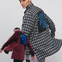 엘비오 루즈핏 체크 롱 남방 그래픽셔츠 캐주얼남방 힙합
