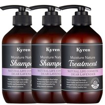키렌 모이스처 네이처 샴푸2개+트리트먼트1개 헤어세트 디어라벤더향 500ml, 1세트
