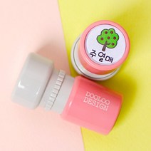 두루디자인 베이직 원형 스탬프, 피치핑크(new), 잉크 파랑