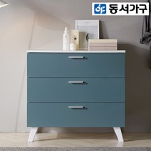 동서가구 델아쿠아 와이드3단 600서랍장DF910665, 오크_터쿼이즈