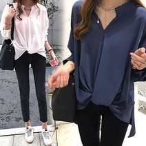 포플러앤씨 그레마 블라우스 8581 여성 겨울 루즈핏 오버핏 카라넥