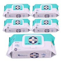 닥터큐 프리미엄 빅 엠보싱 캡형 물티슈 60매 wettissue 마술패치2매, 5개
