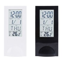 DYNN 투명 LCD 캘린더 온도 시계, 투명LCD캘린더온도시계-블랙