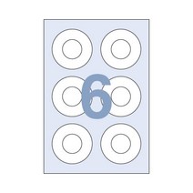 C-3022 CD라벨(6칸:2x3)(지름77mm)(100매) /전산라벨/라벨지/레이져/잉크젯프린터용