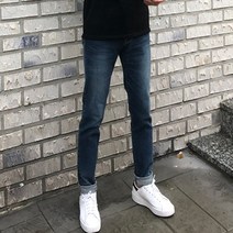 애프터제이 남자 겨울 스판 진청바지