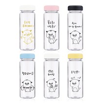 공감 일러스트보틀 클리어무지보틀 물병, 오늘도 화이팅 / 검정, 500ml