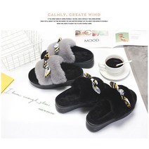 비비샵 폭신폭신 리본 키높이 털 슬리퍼