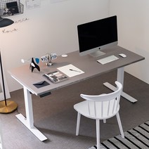 아씨방가구 라인 USB 전동식 높이조절책상 160cm, USB 높이조절 책상 그레이