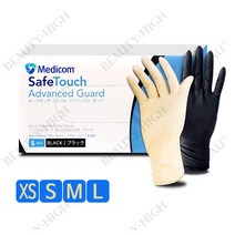 뷰티하이 메디컴세이프터치 라텍스장갑(블랙 화이트 2종택)100개입, 01_라텍스장갑 화이트 XS