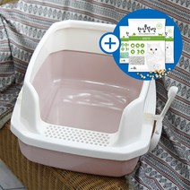 한큐뚝딱 평판형 고양이화장실 13160C 핑크+[체험이벤트]한삽뚝딱 두부모래 6L(향랜덤발