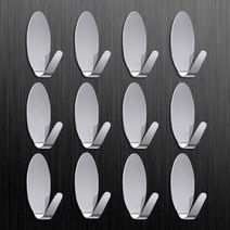 아름몰 스텐레스 타원 후크 1+1 (12P) 접착식 걸이, 1개