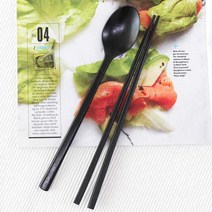 더하다하우스 수저세트 나무 숟가락 젓가락, 1개, 05_옻칠 흑수저 세트