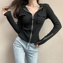 대박난박양 여성용 골지 후드 슬림 집업