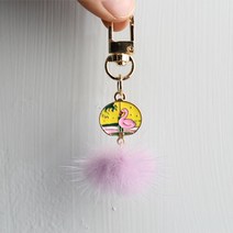 스마트커버 데이지꽃 퍼플 플라워 에어팟키링 에어팟케이스 자동차키홀더, 주주플라밍고