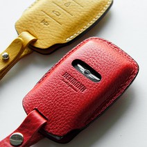 헤르만 제네시스 G80 GN10 차량용 가죽 키케이스 스마트키 케이스, 미드나잇블루-각인하지않음