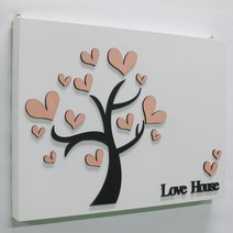 더데코 하트나무 입체액자, 블랙 + 핑크
