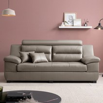 아씨방가구 잭슨 천연소가죽 3인용 쇼파, 그레이브라운