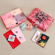 윤씨방 목단화 현금 애교 예단함 풀세트 5종, 예단보_빨강x예단용_기본틀인쇄