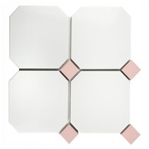 타일닷컴 옥타곤 팔각 150mm 모자이크 화이트 11장 1헤베 현관 주방 욕실 타일, 5. 팔각 모자이크 (화이트+핑크) 11장-1㎡