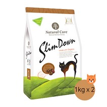 네츄럴코어 슬림다운 유기농 다이어트 고양이사료 + 네코야캔, 1kg, 2포