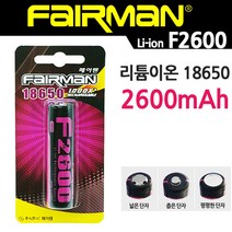 페어맨 18650 리튬이온배터리 충전기 LED 후레쉬, 1-1 F2600(브리스타)