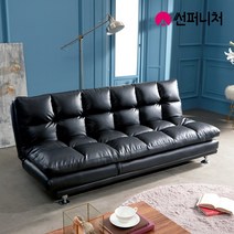 썬퍼니처 레노아 카우치 소파베드 벨벳/가죽, PU 블랙_222003B