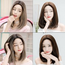 [해외][칠월의황후] 가르마 미디엄 직모 가발, 네츄럴브라운