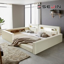세진침대 코코 LED 수납 범퍼형 패밀리침대, 9-2.코코 범퍼형 패밀리침대+솔리드본넬_아이보리
