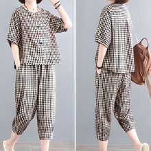  쉬블림로브 체크 7부 캐주얼 상+하의 세트 안드리 GW1780 