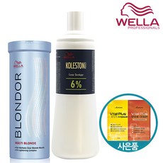 웰라 멀티 블론드 더스트 프리 라이트닝 파우더 400g 탈색약 탈색제, 1개, 400ml, 웰라 블론더 파우더 400g + 웰라 6% 산화제, 1개