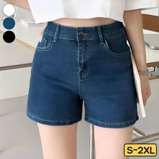 여리진 여성용 전체 쫀쫀 스판 4부 데님 하이웨스트 반바지 팬츠 빅사이즈까지