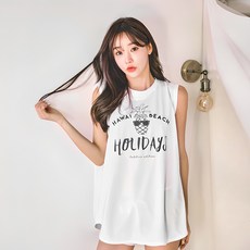 펀한커플 여성용 루즈핏 홀리데이 래쉬가드 나시 B4202