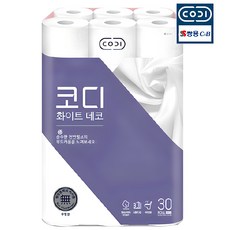 코디 화이트데코 25m 3겹 천연펄프 무형광, 30롤, 1개 - 블라우스-셔츠