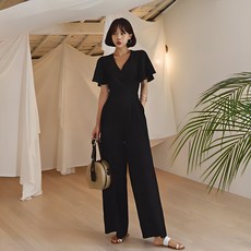 여름 점프수트 쿨 배기핏 루즈핏 땡땡이 냉장고바지 상품 이미지