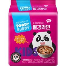 푸디버디 빨강라면, 소고기맛, 84g, 4개 - 베베쿡실온이유식