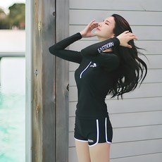 내게 달려와 블랙 래쉬가드 세트 [~2XL]