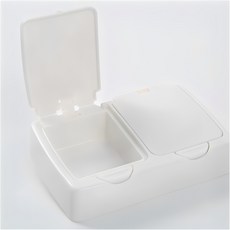 원터치 면봉 화장솜 보관함 정리함 사각 2구 DD-11372, 화이트, 1개